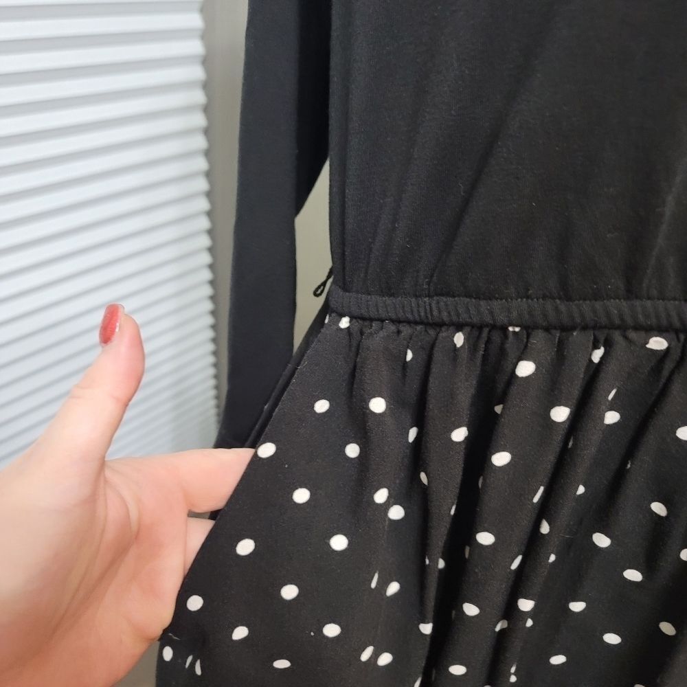 Torrid Mixed Knit Polka Dot Mini Dress With Pockets - Picture 3 of 5